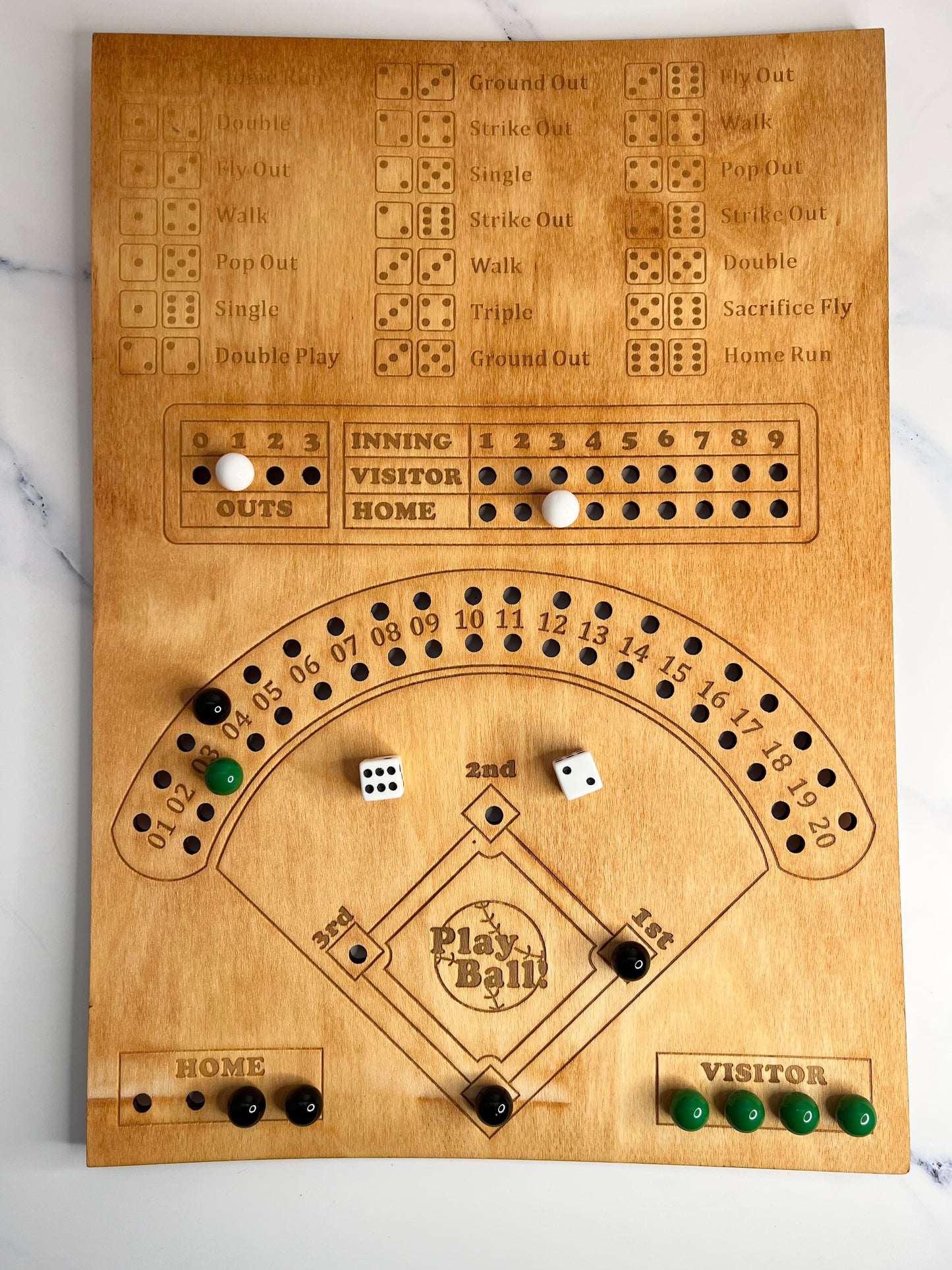 Wooden Dice Baseball Game