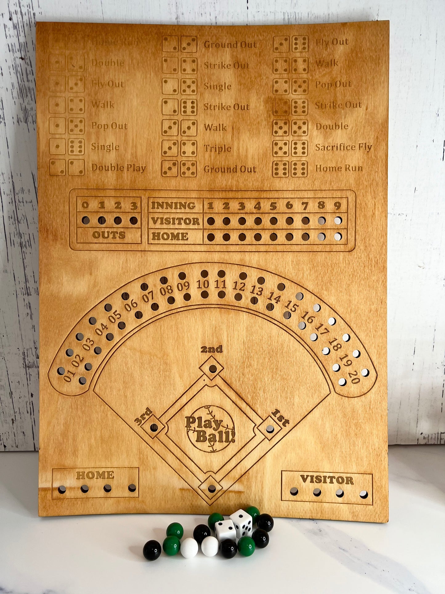 Wooden Dice Baseball Game